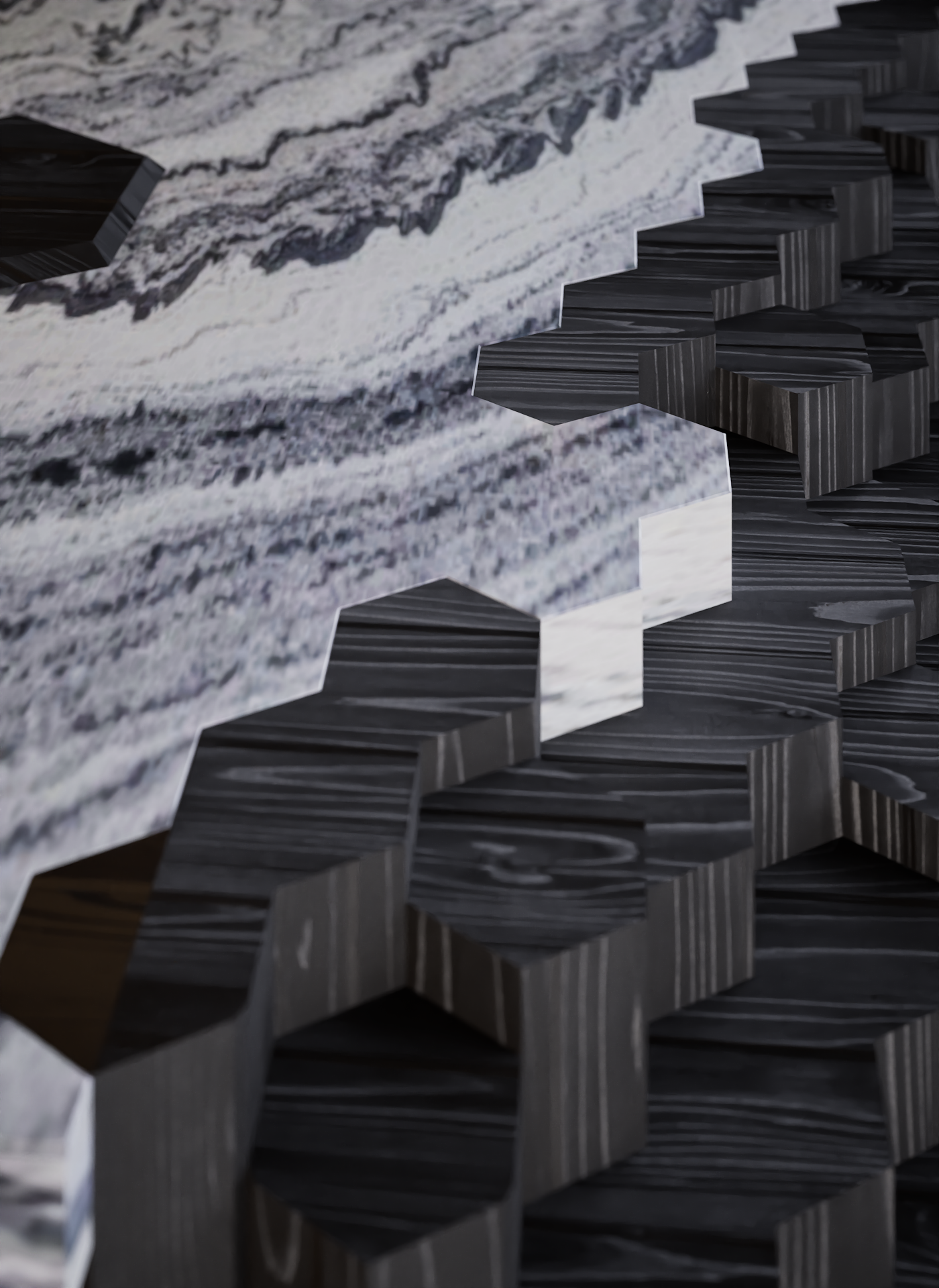 COLUMNAR BASALT COFFEE TABLE
